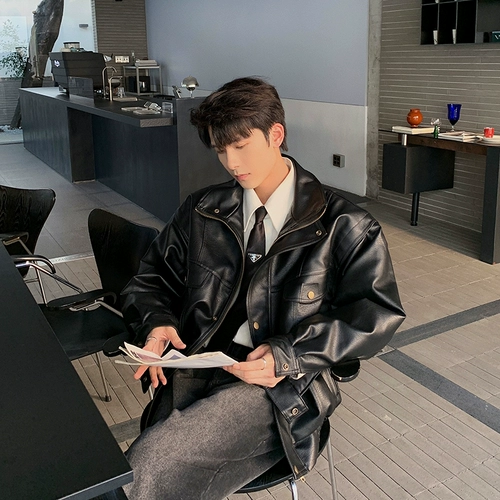 Hualun Древняя мотоцикл мягкая кожаная куртка мужская куртка High Street Красивая студентка колледжа высококачественная модная пилотная куртка