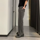 Летние шелковые джинсы, тонкие синие штаны, свободный прямой крой