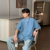 Летняя рубашка, китайский стиль, оверсайз