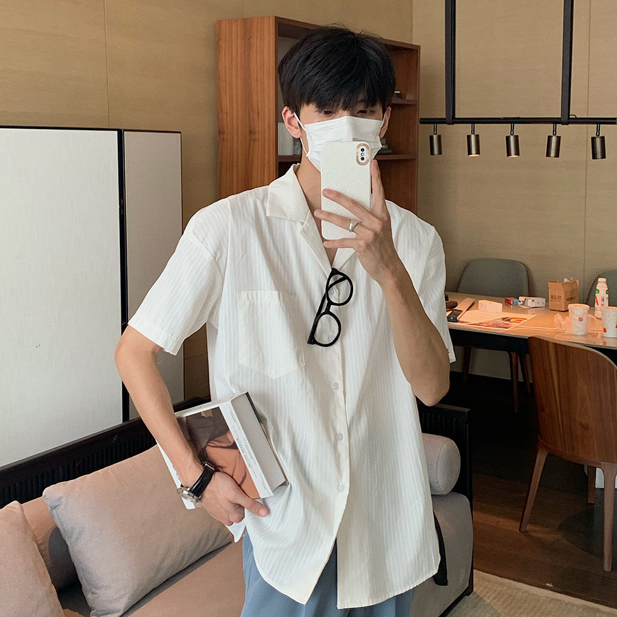 Hualun non-ironing shirt men's summer thin section 2021 single wear short-sleeved trendy Korean style design niche shirt