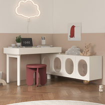 Childrens desk study table and chair integrated bookcase small apartment solid wood cabinet home student bedroom childrens writing table