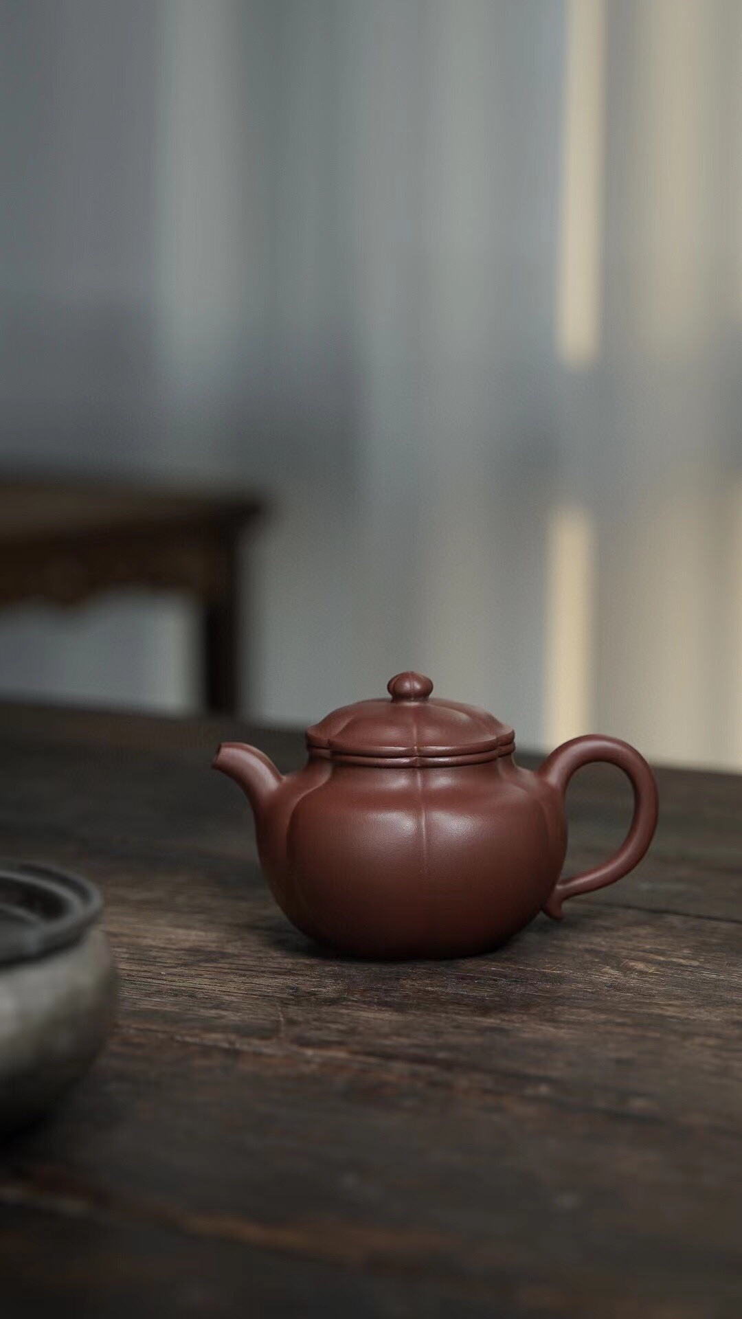 Tao Xiangxuan Yixing purple sand ribbed lotus seed pot, old purple clay material, easy to soak, capacity 220ml