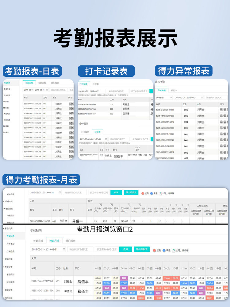 Deli D5S Cloud Attendance Machine, Intelligent Positioning, Network-Connected Office Remote Check-In/Out Machine, Fingerprint and Face Hybrid Recognition All-In-One Machine, Wifi Face Recognition Construction Site Attendance Machine