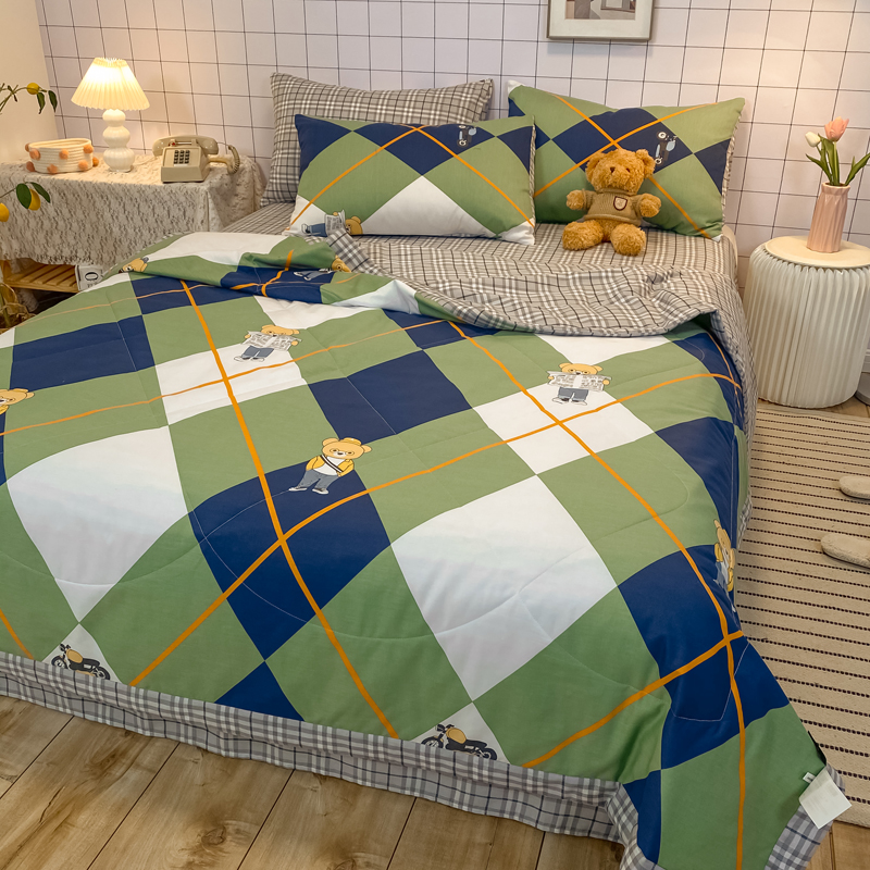 Cotton twill print summer quilt summer cool quilt air conditioner quilt four-piece cotton children's single double machine wash summer thin