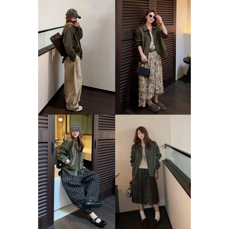 8.11/ "Senxi" New Autumn and Winter Product ~ Retro Silhouette, Minimalist Lapel, Zipper, High-Grade Ultra-Soft Protein Leather Jacket 8.11/ "Senxi" New Autumn and Winter Product ~ Retro Silhouette, Minimalist Lapel, Zipper, High-Grade Ultra-Soft Protein Leather Jacket