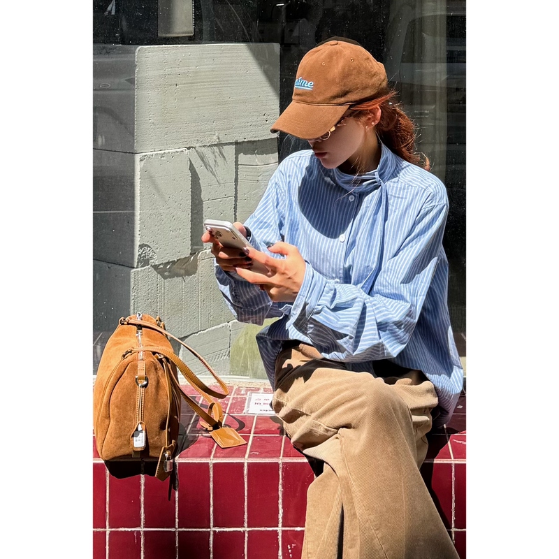 10.10/“British Tie Stripe” Autumn and Winter Essence ~ Designer Layered Pure Cotton Feel 80% Cotton 20% Linen Striped Shirt