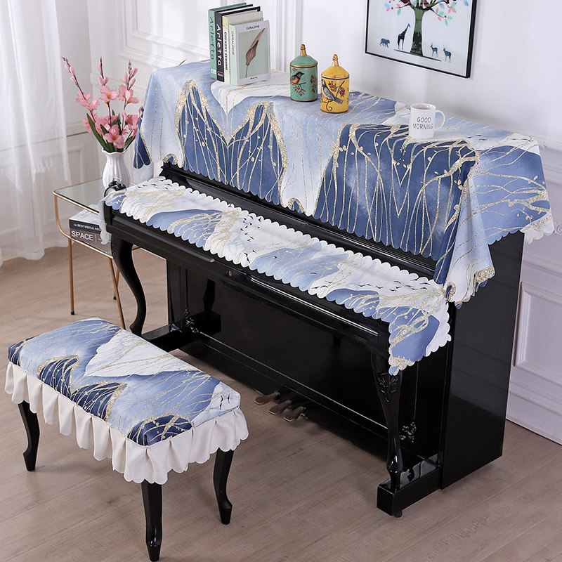New classical Chinese style piano cover piano cover towel cartoon piano three-piece set of piano key cover cloth dust cover