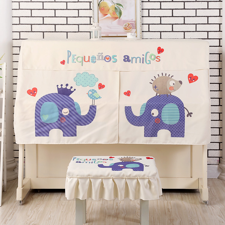 Piano hood modern Korean simple print cartoon piano half hood mid-opening design impermeable piano sleeve dust cover