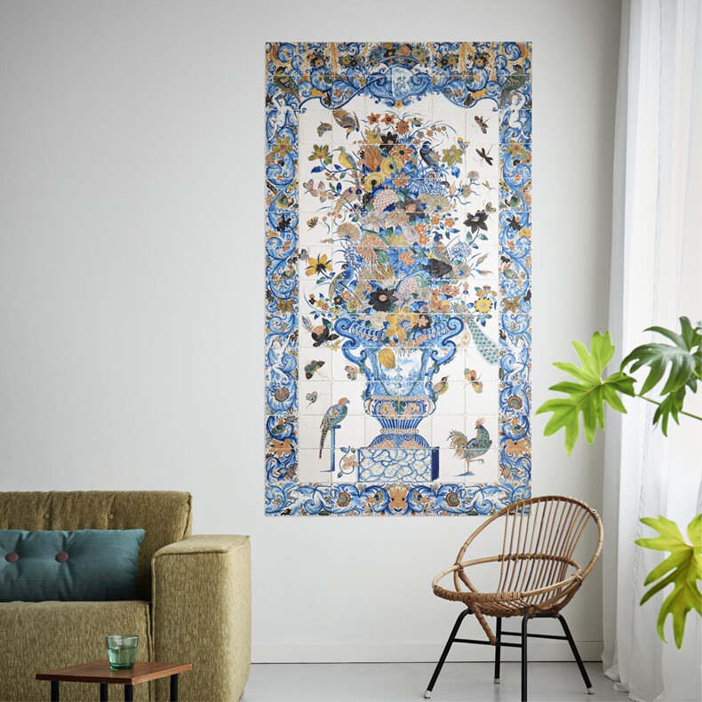 Genuine authorized Dutch IXXI Tile panel with flowers decorative painting on the porcelain plate