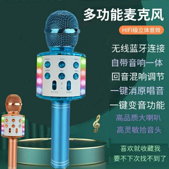 ws858L wireless Bluetooth sound integrated microphone U disc children Karok mobile phone TV All K Song mic