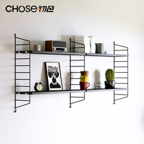 Wrought iron wall shelf punch-free word partition Living room TV background wall decoration Bedroom wall hanging bookshelf
