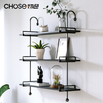 Nordic Wrought iron bookshelf Wall shelf Living room wall TV wall Decorative partition wall Multi-layer wall pylons