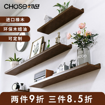 Custom solid wood word partition wall shelf hanging wall hanging Oak Nordic style decorative TV wall bookshelf