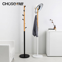 Coat rack Nordic ins Solid wood simple clothes rack Bedroom household vertical hanger Floor hanger Single rod type