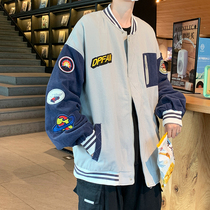 Spring American Tide Card Pilot Jacket Male Loose Tooling Jacket Lovers Student Baseball Suit Light Core Suede Blouse