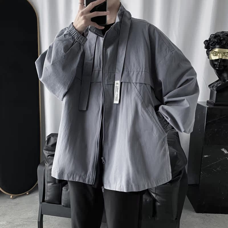Jacket mens spring and autumn 2020 new Korean version of the trend casual cotton top clothes handsome tooling jacket without hat