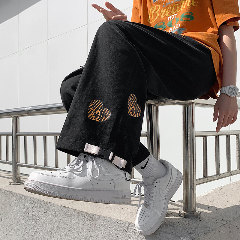 European and American hiphop pants high street ins tide American retro cotton casual pants men's vibe style sports wide-leg pants