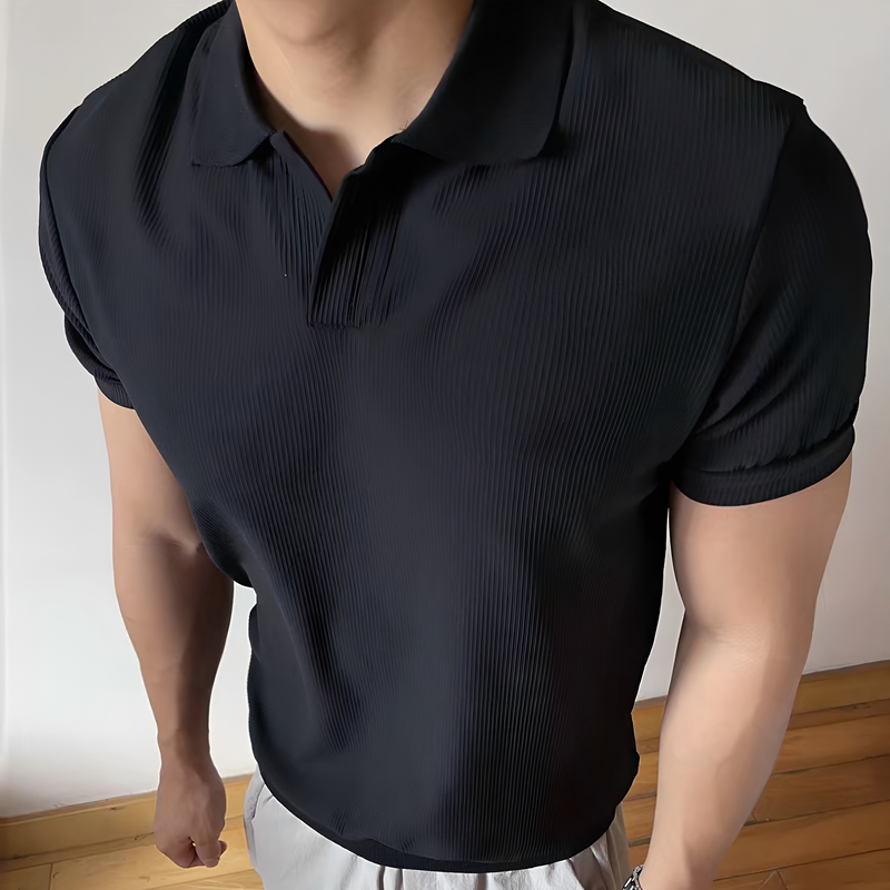 Lightweight American-Style Seagull Collar Polo Shirt, Regular Shoulder Short-Sleeve Men's Old Money Style Heavy-Duty Elastic T-Shirt with Cuffed Sleeves Lightweight American-Style Seagull Collar Polo Shirt, Regular Shoulder Short-Sleeve Men's Old Money Style Heavy-Duty Elastic T-Shirt with Cuffed Sleeves