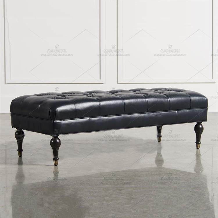 American leather changing shoe stool clothing store fashion black leather art sofa stool rectangular fitting stool leather pier foot stool