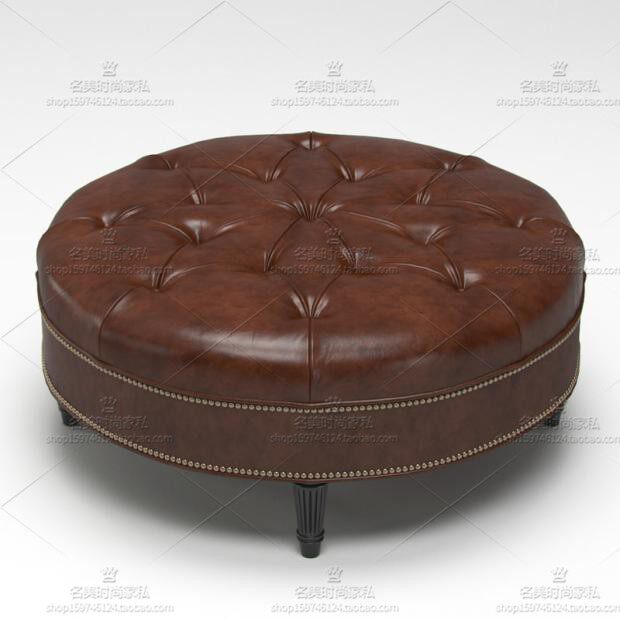 American leather changing shoe stool European leather sofa stool clothing store shopping mall round brown foot cloakroom stool