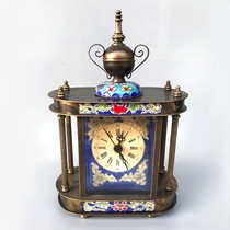 European Western cloisonné ancient clock pure copper mechanical old table clock home creative living room pendulum clock manual winding