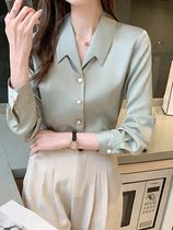 Satin shirt Womens 2021 new womens spring fashion temperament professional design sense niche silk high-end shirt