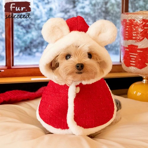 FurFur выходной щенок Новогодняя одежда Новогодняя юбка шаль-накидка праздничная зима маленькая собачка Йоркшир