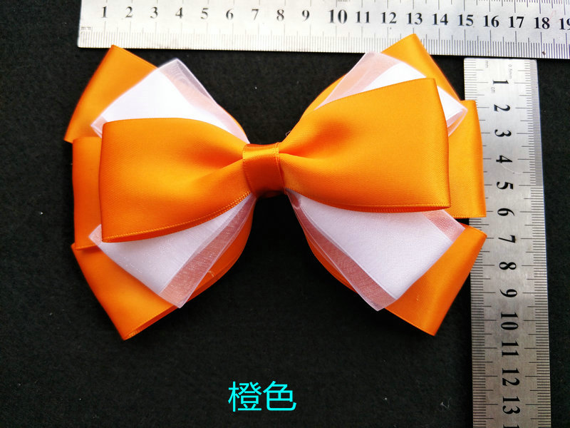 Flower ball skills Dance games competition Bow headdress rings Leather band Head flower hairband hairpin hairpin orange