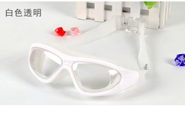 Kính cận thị màu trắng cho nam và nữ HD chống nước chống sương mù hộp lớn thoải mái với kính bơi dễ thương độ Hàn Quốc - Goggles kính bơi cận view