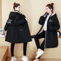 Large size cotton coat women 200kg fat mm winter Korean version of loose fashion hooded plus velvet padded cotton clothing women long model