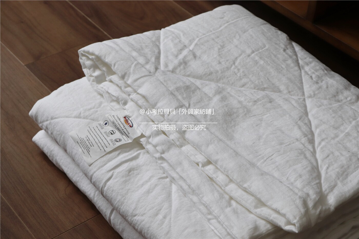 Yeast wash Soft waxy 100% pure linen diamond quilted quilt Double-sided full linen white thin summer quilt