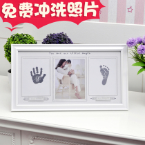 Newborn hand and foot print mud Baby hand and foot print mud Baby full moon 100-day-old hand and foot print commemorative photo frame