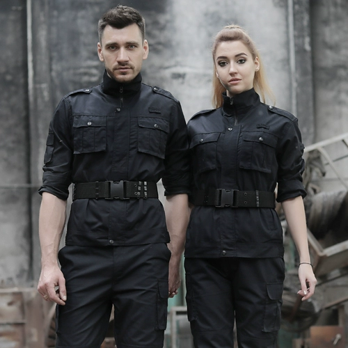 盾郎 Осенний комплект подходит для мужчин и женщин, черный лонгслив, износостойкая дышащая униформа для работы