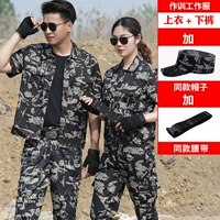 Камуфляжный короткий комплект, шапка, ремень, черный орел