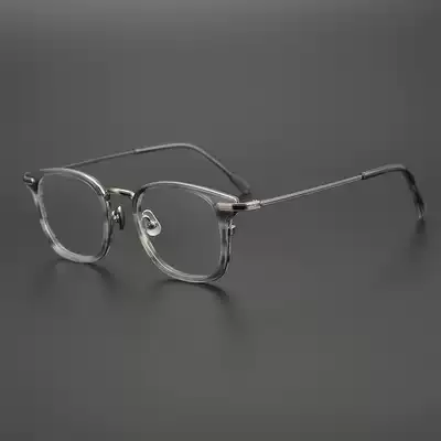 Japanese pure titanium glasses frame ultra-light sheet glasses frame big face thin retro box men with myopia lenses