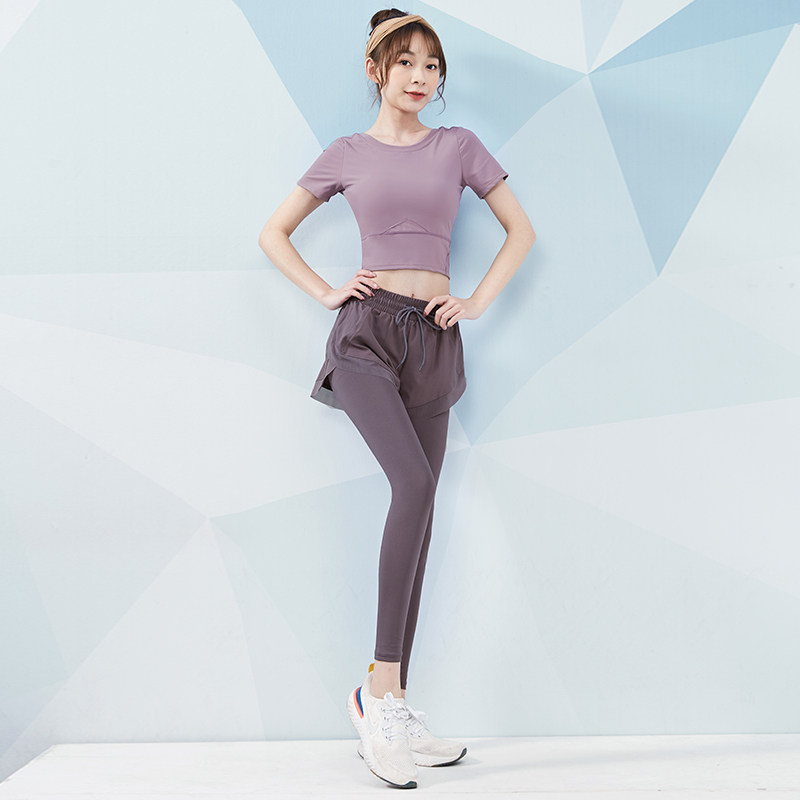 Yoga clothing female professional high-end fashion summer fitness clothing spring and autumn morning running step beginner net sports suit