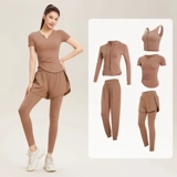 Весенняя летняя одежда для йоги, спортивное профессиональное снаряжение, комплект для спортзала, популярно в интернете, новая коллекция, для бега, короткий рукав