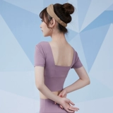 Эластичная летняя одежда для йоги, сексуальный спортивный топ с чашечками для тренировок для спортзала, в обтяжку, для бега, короткий рукав