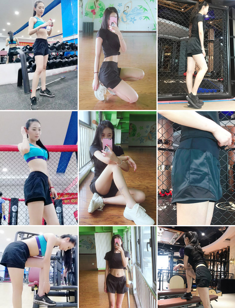 Quần short thể thao nữ chạy hè giả hai mảnh quần short thể dục chống sáng lỏng Quần short yoga nữ nhanh khô - Quần thể thao quần chạy bộ nam 2 lớp