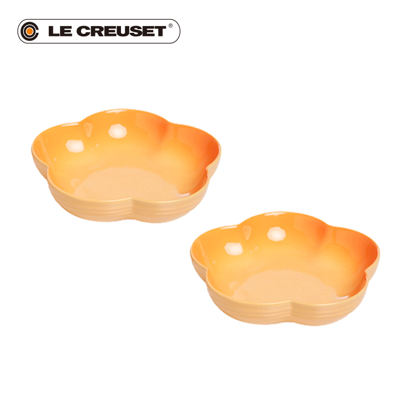 France 's LE CREUSET flower - like deep cool color medium plate 2 woolly stoneware home afternoon tea sweet fruits