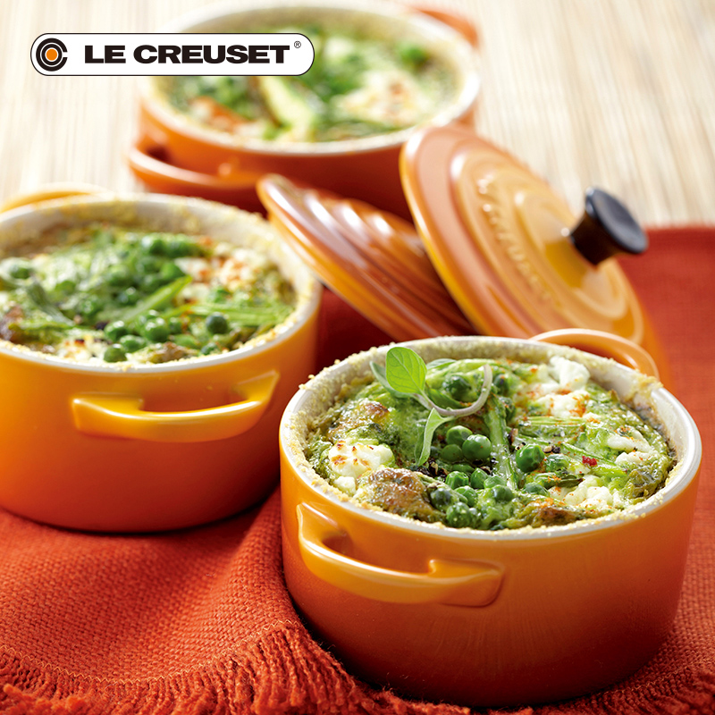 France 's LE CREUSET cool color stoneware round pot shape bake bake pot "9.5 cm color 0.25 L