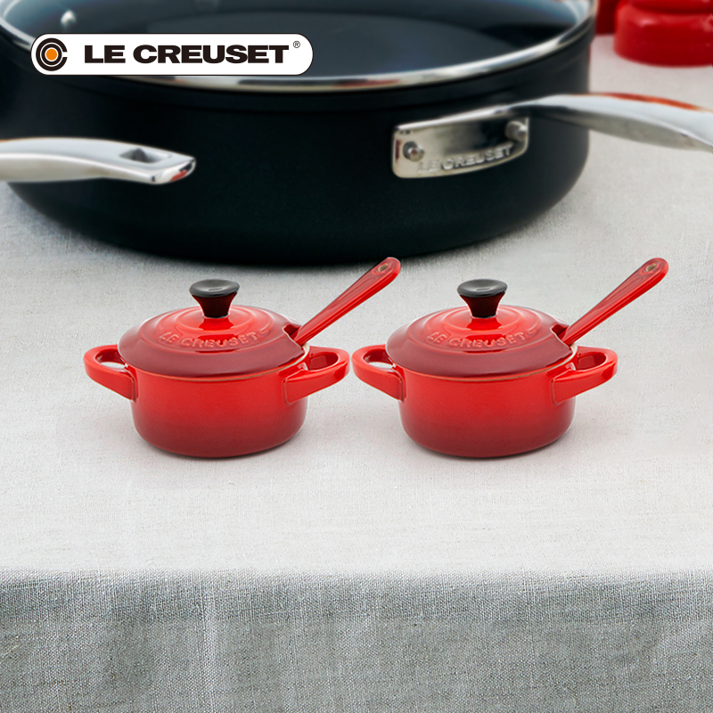 France 's LE CREUSET cool color stoneware with spoon, spice bottles 2 sets of household condiment for practical