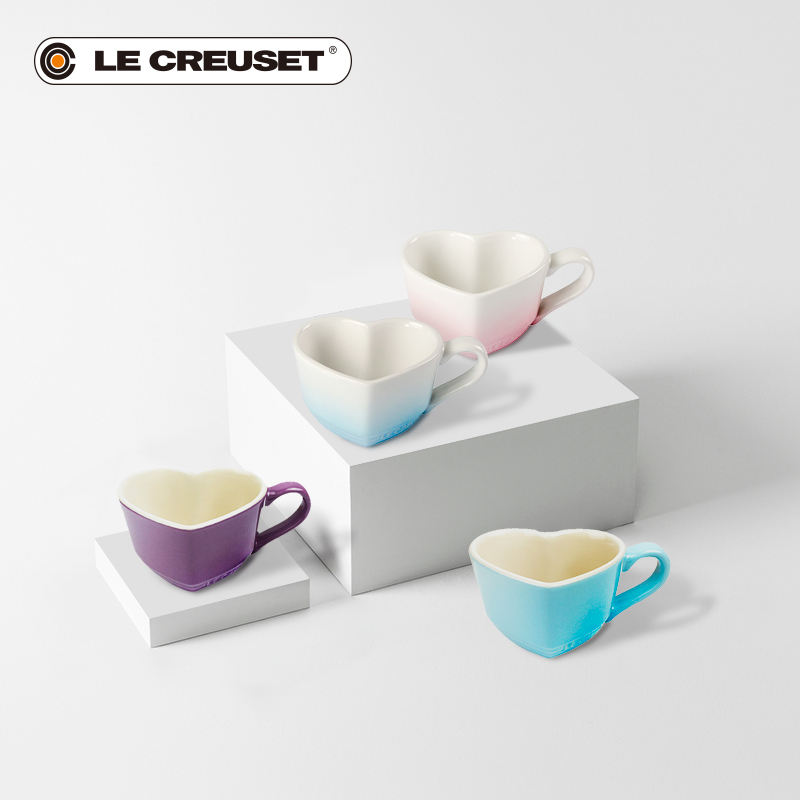 France 's LE CREUSET cool color stoneware keller heart - shaped afternoon coffee gifts home female, 220 ml hot water