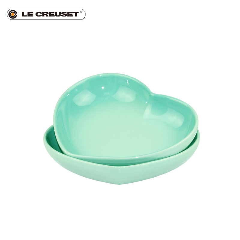France 's LE CREUSET cool color stoneware medium heart - shaped plate of 2 sets of sand powder presents to the girl gift boxes