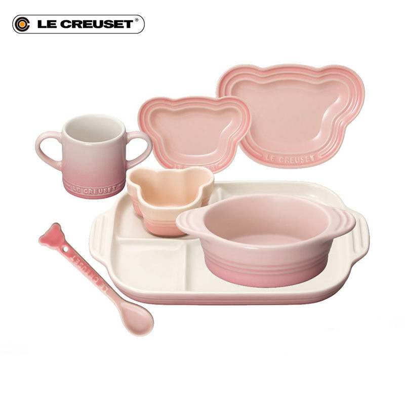 France cool color LE CREUSET stoneware children cutlery set creative girl express it in baby pink blossoms