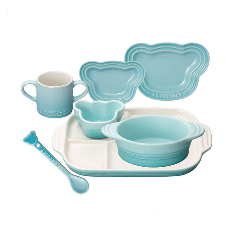 France cool color LE CREUSET stoneware 7 children tableware suit baby son birthday gift the sky blue