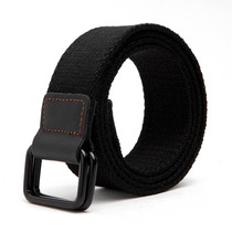 Canvas Belt Mens belt double ring buckle extended trousers belt Womens tide Korean tooling cowboy young students