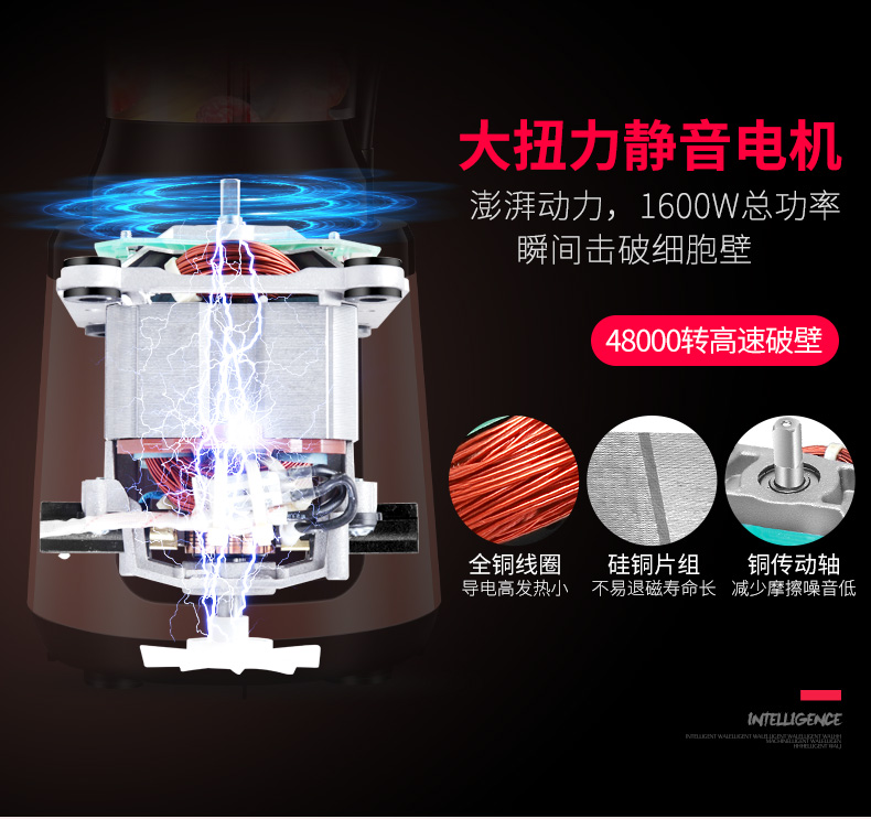 欧索普尔 P12 智能变频破壁机 4.8万转/转 1600w大功率 图7