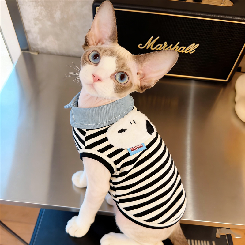 Pet Cat Clothes Sphynx Elastic Vest Spring and Summer Thin Fashion Sleeveless Devon Hairless Cat T-Shirt