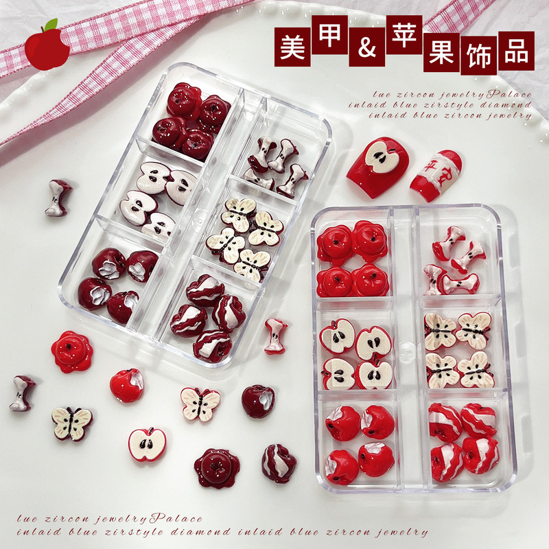 Christmas Red Apple Nail Art Decorations 2025 New Simulation Fruit Slice Resin DIY Wearable Nail Rhinestone Small Accessories Christmas Red Apple Nail Art Decorations 2025 New Simulation Fruit Slice Resin DIY Wearable Nail Rhinestone Small Accessories